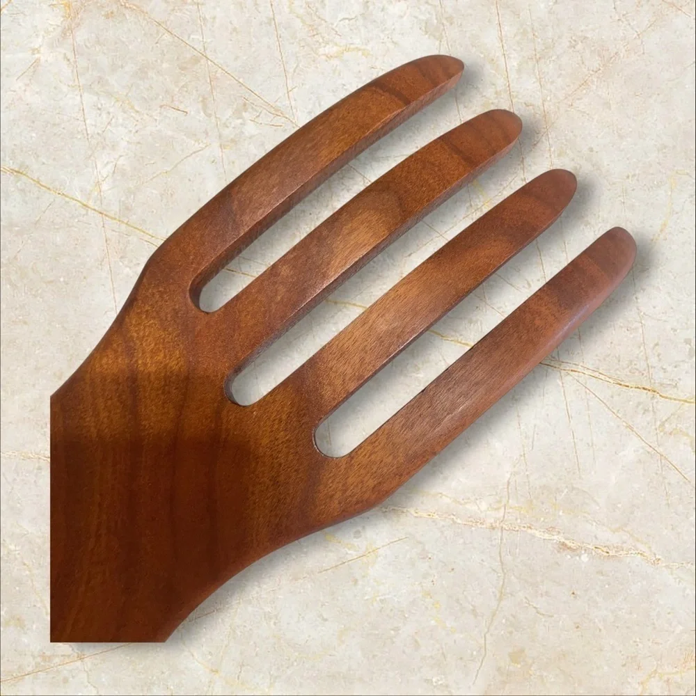 MCM Teak Wood Salad Serving Hands - Pair